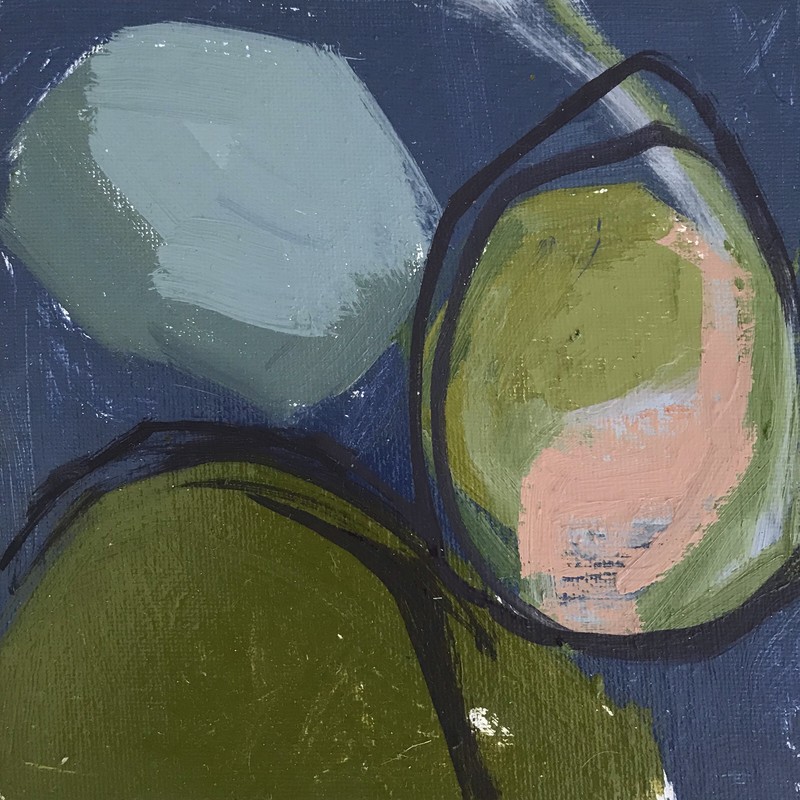 Original Oil Painting by TwoBadArtists Small Modern Abstract Artwork Orbs 6x6