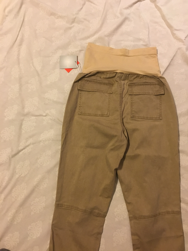 a:glow Maternity: Full Belly, Slim Utility Capri Pant: Paper Bag Brwn, 14,16,18 - Picture 5 of 5