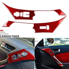 Red Carbon Fiber Window Lift Switch Panel Cover For Hyundai Genesis Coupe 13-16