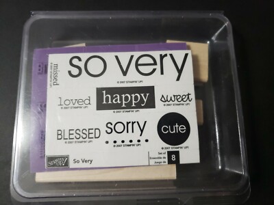 Stampin' Up! So Very Rubber Stamp Set of 8 Loved Blessed Sorry Cute Happy Sweet