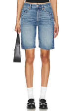 Free People Ghost Town Long Denim Shorts in Blue Size 31 RRP £78