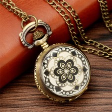 Vintage Pocket Watches with Chain Mini Flower Case Steampunk Neckalce Watches
