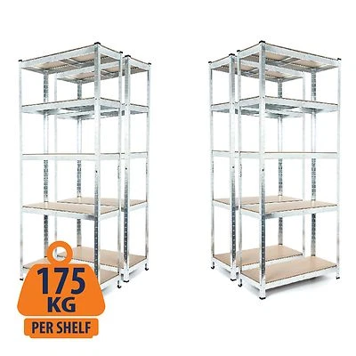 Galvanised Steel 4 Bays 5Tier Storage/Racking/Heavy Duty Shelves 175KG UDL