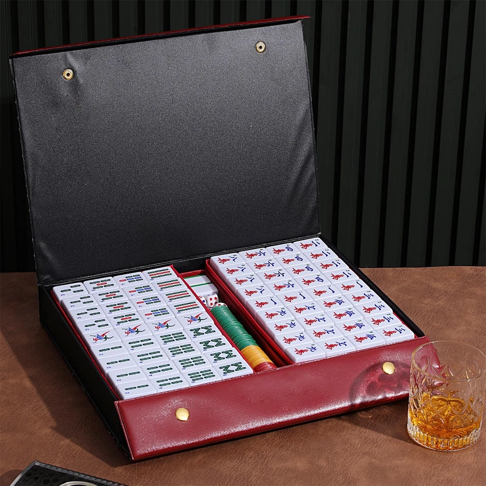 Chinese Mahjong Set X-Large 144 Numbered 1.5" Tiles Majiang Mah-Jongg in Case    - Image 2 of 4