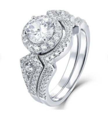 Bague De Fiançailles/Mariage En Argent 925 - Moissanite Ronde Blanche 2.01ct - Fait Main - Sur Mesure - Neuf Sans Boîte