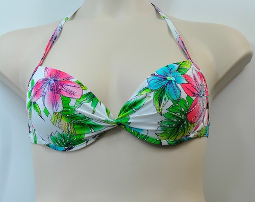 Traje de baño superior o inferior de bikini con adorno de flores rosas/verdes blanco barro precio de venta sugerido por el fabricante $32 - Imagen 4 de 7