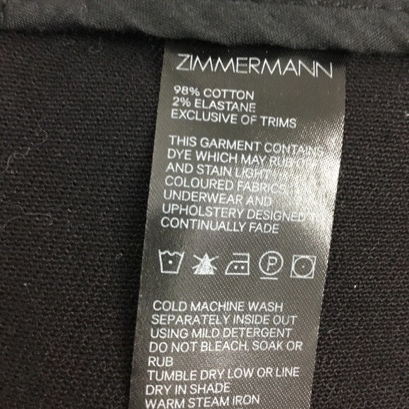 NWT Zimmermann Zip-Detailed Paneled Black Denim Skirt Gold