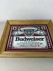 Vintage BUDWEISER King of Beers Wood Framed Beer Bar Mirror 14x11 Glitter