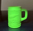 Antique Uranium Vaseline Cup Mug Milk glass Northwood Impressed w Nice Glow w UV