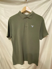 Barbour Polo Shirt Mens L Olive Green 100 Cotton Short Sleeve Classic Fit Logo