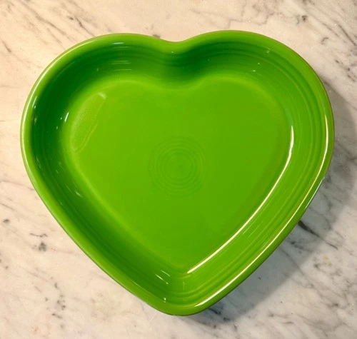 NEW FIESTA Large Heart Bowl SHAMROCK green retired Fiestaware candy dish