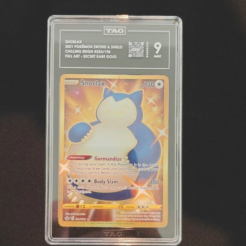 Pokémon Snorlax 224/198 Chilling Reign Secret Rare Gold Full Art Holo TAG 9