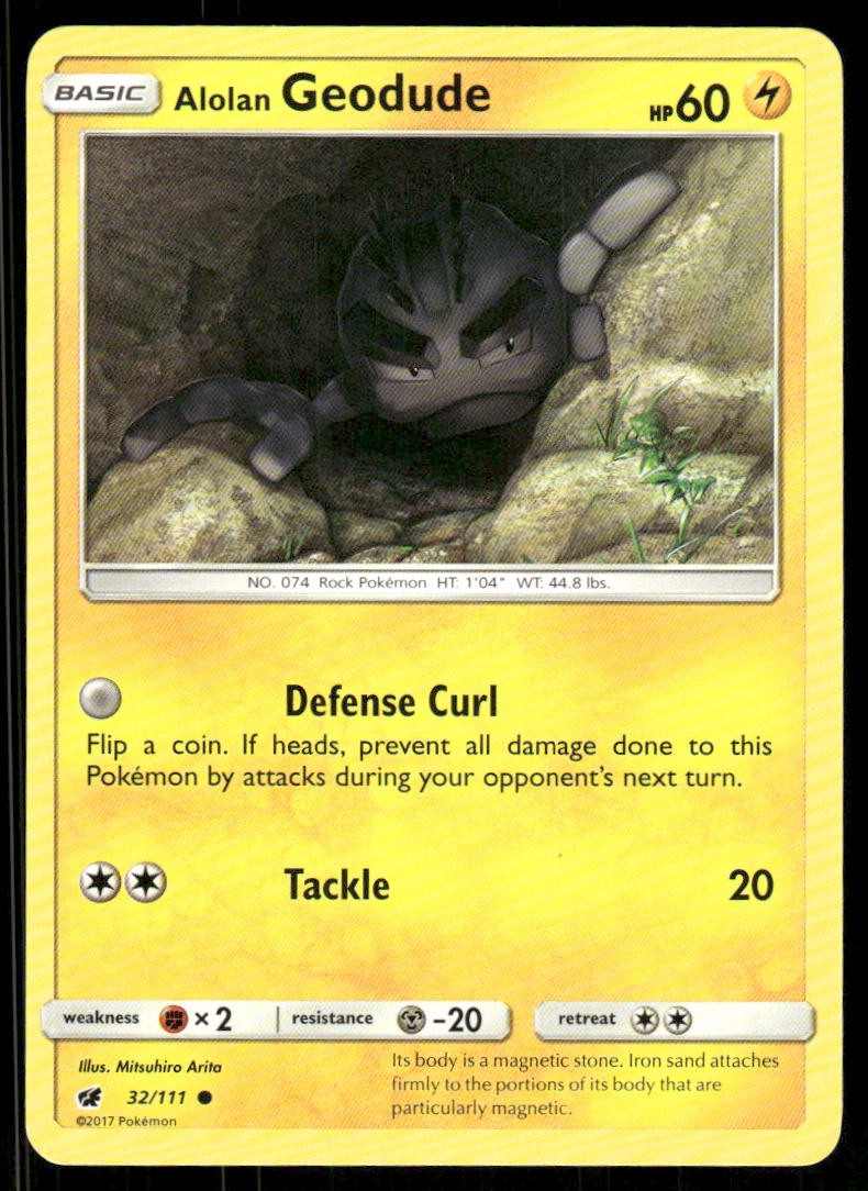 Alolan Geodude 32/111 Common Crimson Invasion Pokemon NM/M