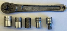 Vintage Snap-on 12 Drive Set 71m Ratchet 1952 Wwii 1944 E Code Socket Sx3 Lot