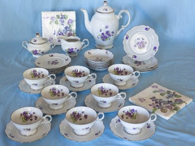 Bavaria Schumann Arzberg ''Violette'' Golden Crown E&R Coffeeset.Germany! 