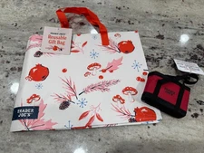 Trader Joe's Red Micro Tote With Christmas Gift Grocery Bag 2 In 1 Ltd Edition