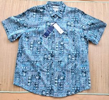 Saddlebred Mens Hawaiian XL Comfort Flex Tropical SHIRT Palm Trees & PINEAPPLES