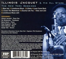 ILLINOIS JACQUET - THE NEW YORK SESSIONS NEW CD