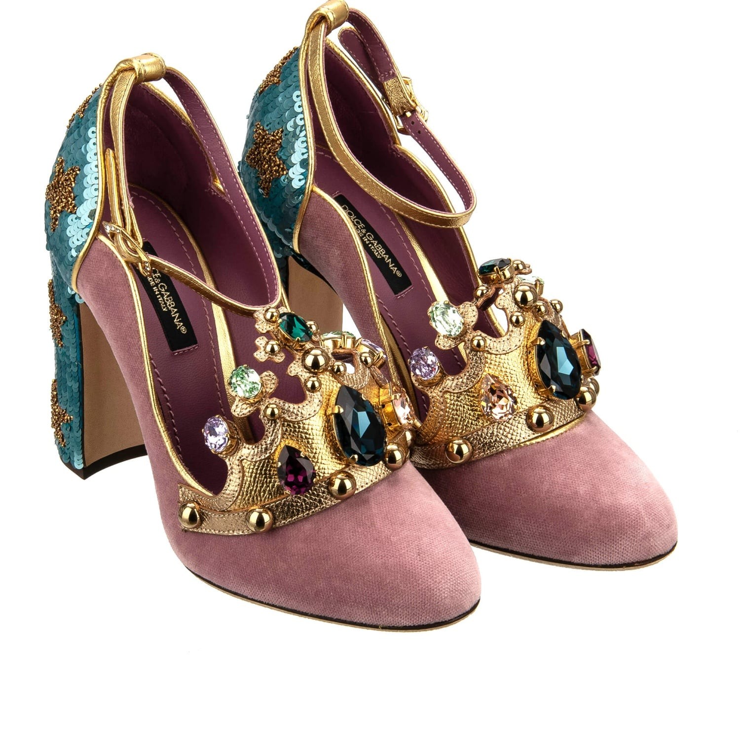 DOLCE & GABBANA Vally Tacones Tipo Pumps Barroco Rosa Oro Azul