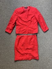 Kasper Women s Linen Blend Long Sleeve Blazer Skirt Suit Set Size 12 Petite Red