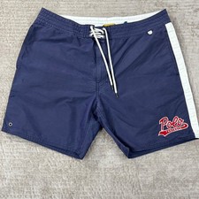 Polo Ralph Lauren Mens Navy Blue Football Patch Swim Trunks Board Shorts 36