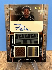 FRED DAVIS II 2020 Leaf Metal All American Bowl TRIPLE PATCH /10 AUTO Game Worn