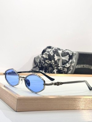 m*y様 CHROME HEARTS メタルフレーム サングラス Chrome Hearts Sunglasses Blue Lens Silver Frame Made in Japan