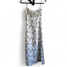 Floral Satin Midi Dress Corset Bustier Dress Small