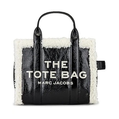 Marc Jacobs The Medium Crinkle Teddy Tote - Black w/ White Trim