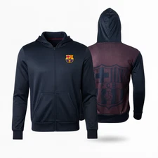 HKY Barcelona Hoodie Youth Navy Full Zip Jacket Official FCB Logo YS-YXL