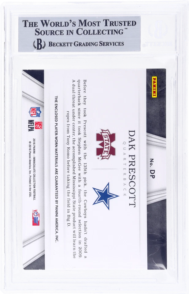 2016 Immaculate Dak Prescott 1/1 BGS 9 Rookie RC - Image 2 of 2