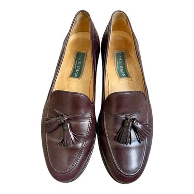 Men s Cole Haan Burgundy Leather Tassle Loafers Size 11 D Made In Italy