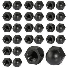 30pcs Black Nylon M6 Hex Cap Nuts Acorn Hex Nuts