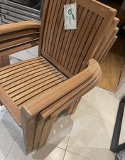 Indonesian Teak Wood Stackable Garden Armchairs Set Of 4