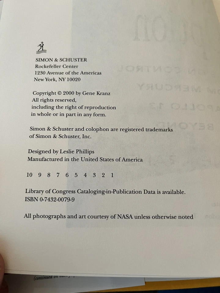 Failure Is Not An Option by Gene Kranz 1st. Edition Hardback Apollo NASA Foto 2 de 4