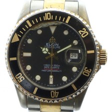 Elgin ELGIN FK-272-UT Watch Quartz Logo Black Dial with Calendar Silver GGY18 /M