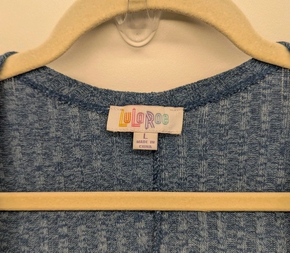 Cárdigan Lularoe Sarah Grande Azul Acanalado Talla 14-16 Foto 2 de 4