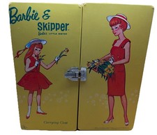 CLEAN  Vintage 1964 Barbie/Skipper Double Doll Carrying Yellow Case Mattel