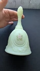 VTG Fenton Floral Pink Sparkles Custard Glass Uranium Bell Daisy Signed Lisa W