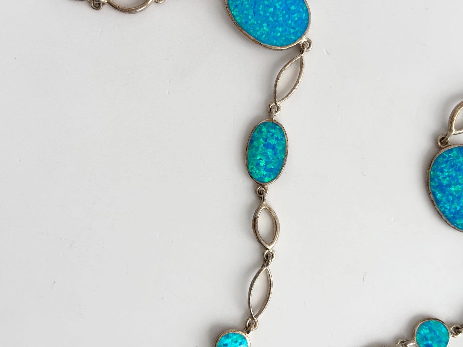 Blue Opal Gemstone Solid Sterling Silver 925 Vint… - image 6