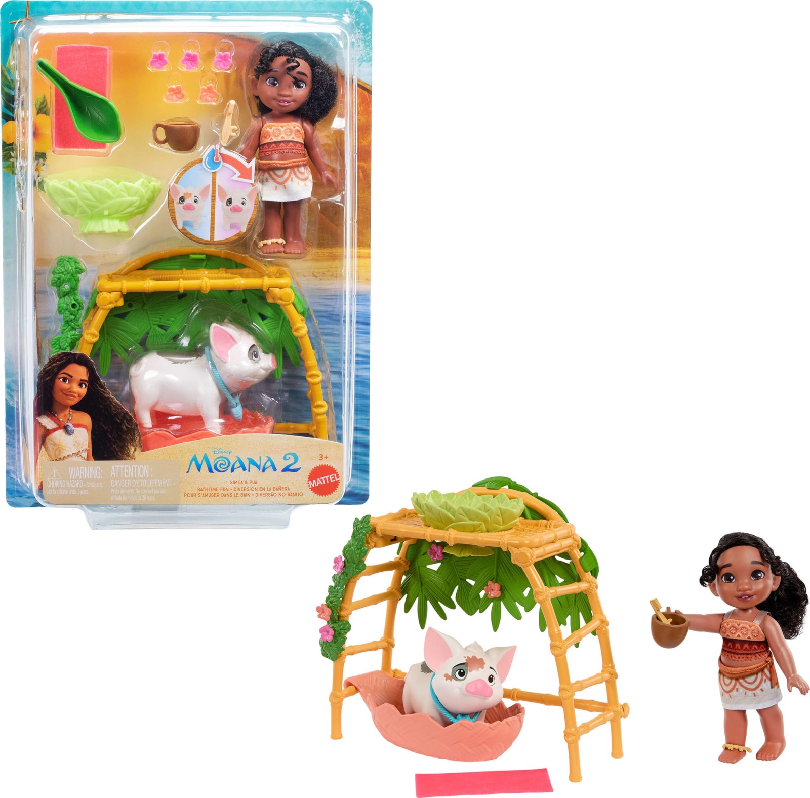 Mattel Disney Moana 2 Simea - Pua Badespa Spielset mit Modepuppe Tierfreundin 6890₽