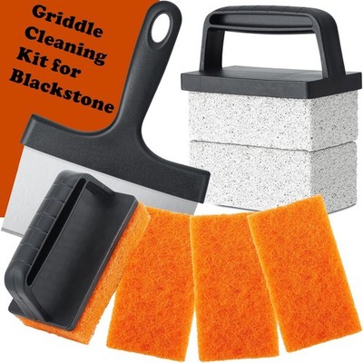 Griddle Cleaning Kit Flat Top Grill Scraper Brush Brick