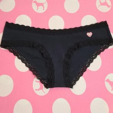 VTG VS PINK Classic Lace Trim Cotton Extra Low Rise Hipster Panty Size Sm