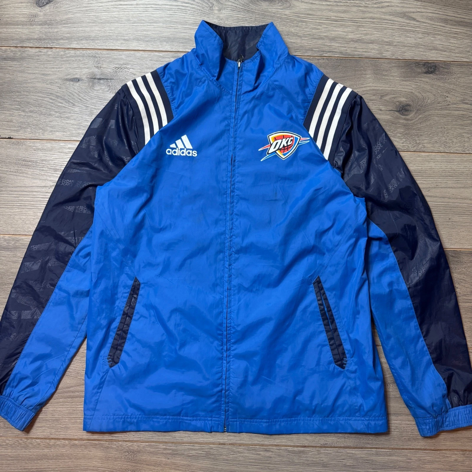 Adidas NBA Oklahoma City Thunder OKC Full Zip Windbreaker Track Jacket Size M