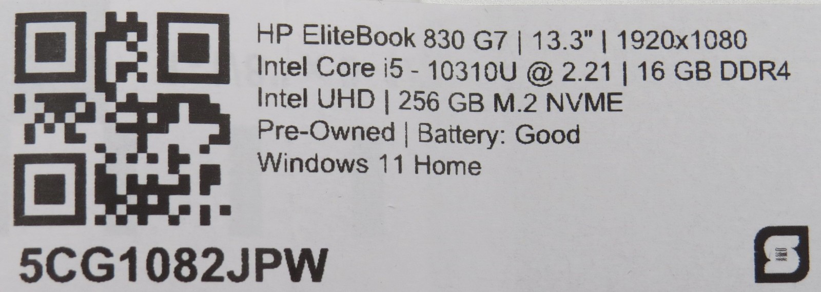 HP elitebook 830 g7, 13.3-Inch Laptop, with Intel Core i5 10th Gen., Windows 11 Home
