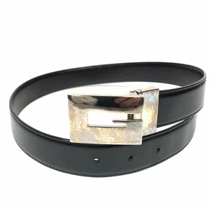 GUCCI Ceinture Noir x Marron G Logo Boucle Cuir Réversible Homme Femme i9154