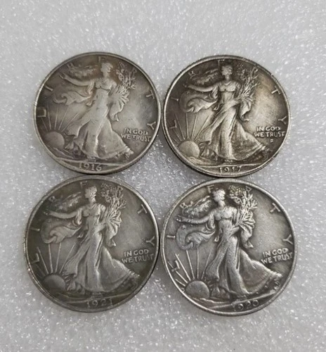 New ListingBulk Lot of 4 1916-1921-S Half Dollar Walking Statue of Liberty Silver Coin