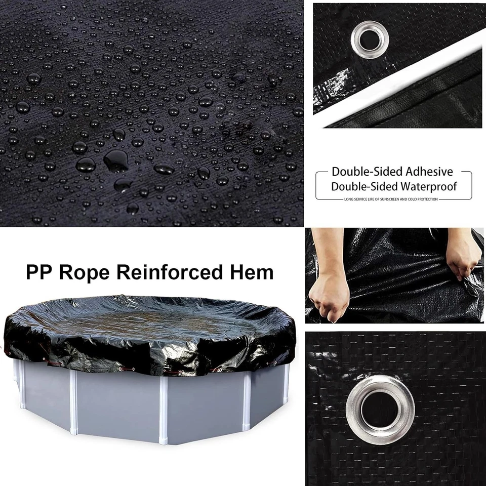 Cubierta de piscina redonda de 30 pies, cubiertas de invierno para piscinas sobre el suelo Foto 3 de 4