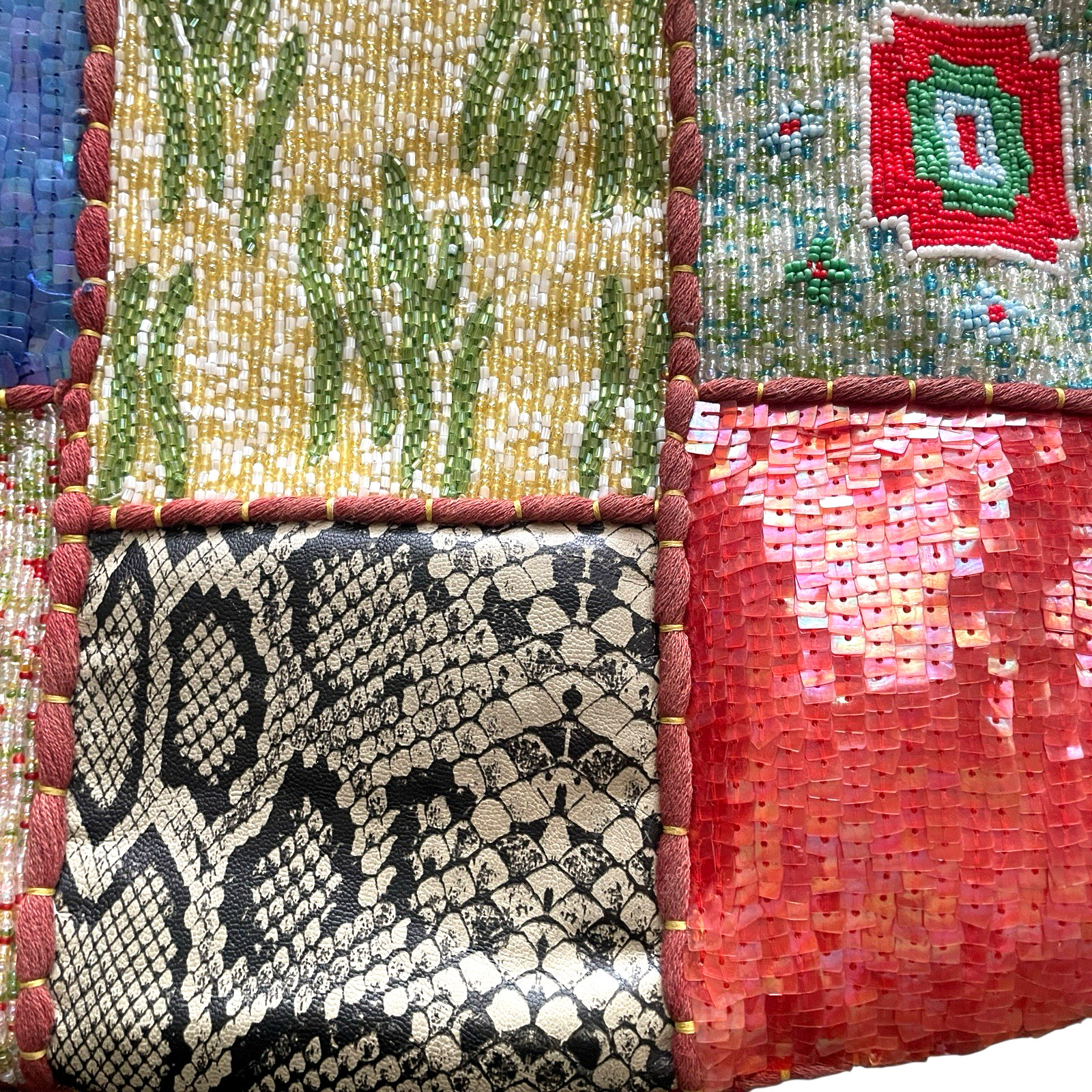 CHRISTIANA Beaded Sequin Handbag Patchwork Snap D… - image 8