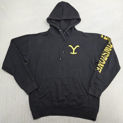 Yellowstone Dutton Ranch Hoodie Mens Large Black Pullover Fleece TV Show Promo